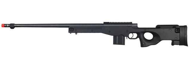 WELL Airsoft L96 Bolt Action Rifle with Optic Rail &amp; Fluted Barrel, COLOR: Black