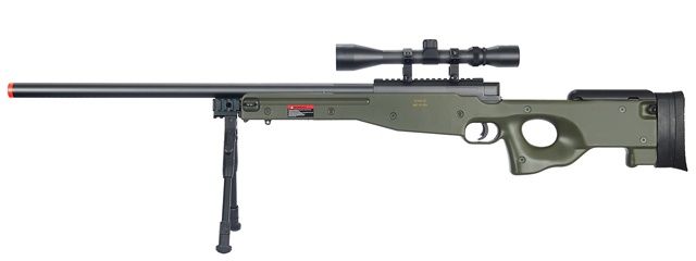WELL Airsoft L96 AWP Bolt Action Rifle with Bi-Pod &amp; Scope, COLOR: OD Green