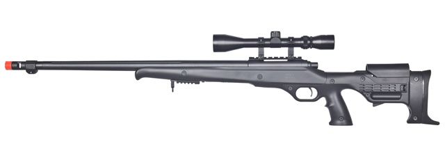 WELL MB11BA Bolt Action Airsoft Rifle with Fluted Barrel &amp; Scope