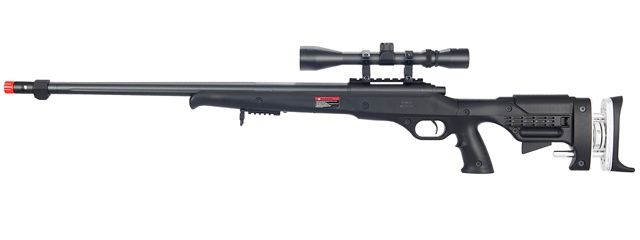 WELL MB12BA Bolt Action Airsoft Rifle with Fluted Barrel &amp; Scope