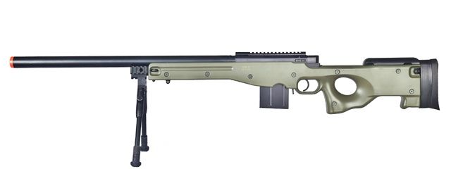 WELL MB4401GBIP L96 AWP Bolt Action Airsoft Rifle with Bi-Pod, COLOR: OD Green