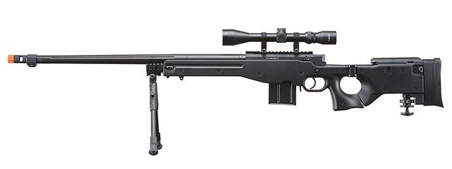 WELL MB4403BAB Bolt action Airsoft Rifle with Fluted Barrel-Scope-Bi-Pod