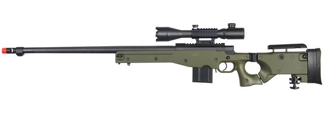 WELL MB4403GA2 Bolt Action Airsoft Rifle with Fluted Barrel &amp; Illuminated Scope