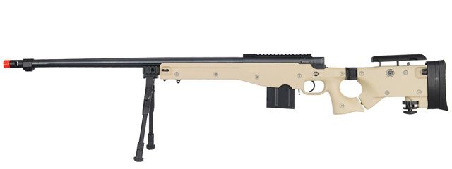 WELL MB4403TBIP Bolt Action Airsoft Rifle with Fluted Barrel &amp; Bi-Pod