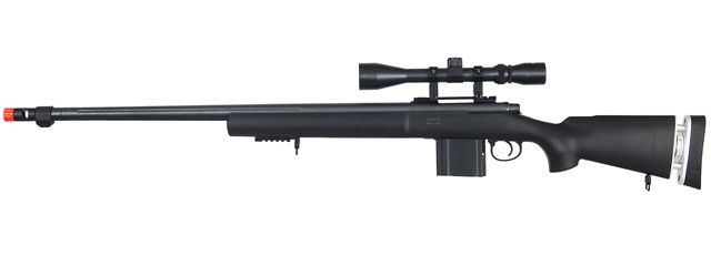 WELL MB4405BA Bolt Action Airsoft Rifle with Fluted Barrel &amp; Scope