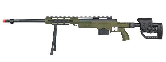 WELL MB4411GBIP Bolt Action Airsoft Rifle with Fluted Barrel &amp; Bi-Pod