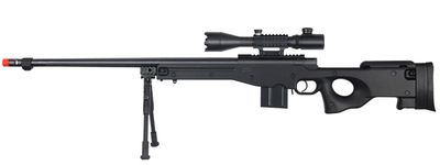 Wellfire L96 Bolt Action Airsoft Rifle with Fluted Barrel &amp; Illuminated Scope