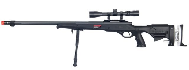 Wellfire MB12D Full Metal Bolt Action Airsoft Sniper Rifle with Scope &amp; Bi-Pod