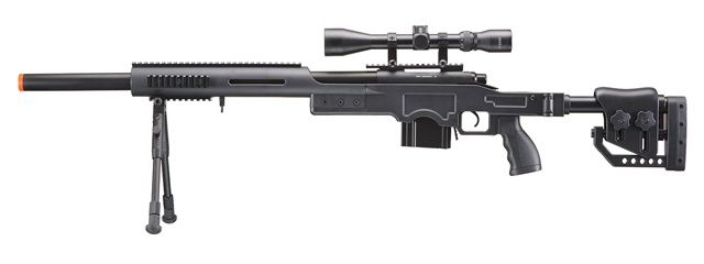 WellFire MB4410 Bolt action Airsoft Sniper with Scope &amp; Bi-Pod, COLOR: Black