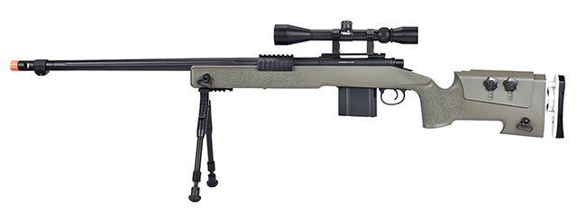 WellFire MB4417 M40A3 Bolt Action Airsoft Sniper Rifle with Scope &amp; Bipod
