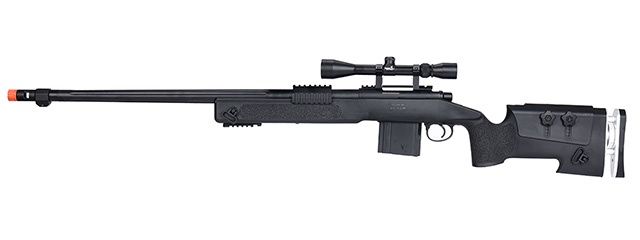 WellFire MB4417 M40A3 Bolt Action Airsoft Sniper Rifle with Scope, COLOR: Black