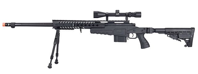 WellFire MB4418-1 Bolt Action Airsoft Sniper Rifle with Scope &amp; Bipod