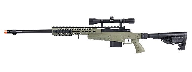 WellFire MB4418-1 Bolt Action Airsoft Sniper Rifle w/ Scope, COLOR: OD Green