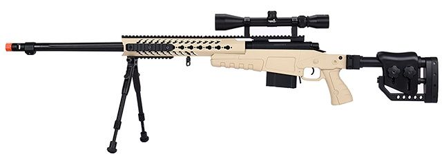 WellFire MB4418-2 Bolt Action Airsoft Sniper Rifle with Scope &amp; Bipod