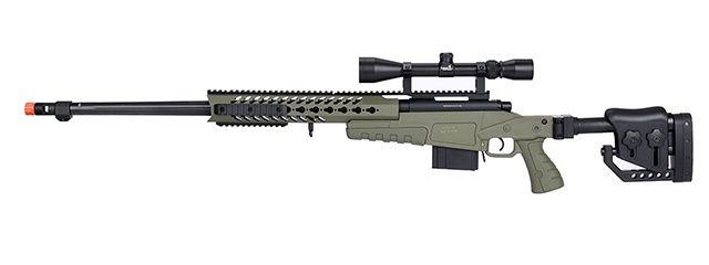 WellFire MB4418-2 Bolt Action Airsoft Sniper Rifle w/ Scope, COLOR: OD Green