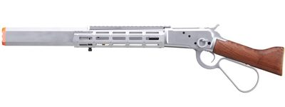 Atlas Custom Works M1873 &quot;Mares Leg&quot; Lever Action Airsoft Green Gas Rifle with M-LOK Rail and Suppressor