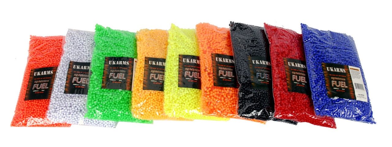 0.12g 6mm BBs, 10000 Rounds per Polybag - Mixed Colors