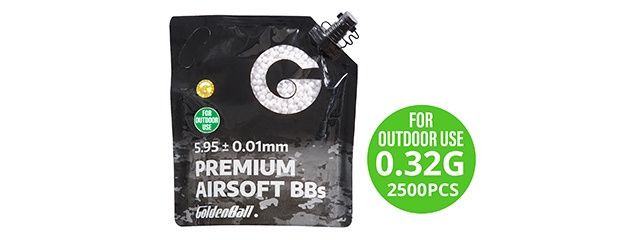 GoldenBall 2500 Round .32G Premium Grade Outdoor BBs - White, COUNT: 1-Pack