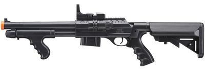 UK Arms Spring M0681D Spring Powered Pump Action Shotgun with Red Dot Sight - Flashlight - Stock