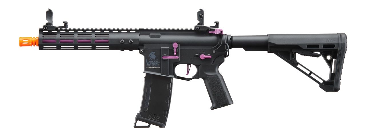 Lancer Tactical  Gen 3 Archon 9" M-LOK M4 Airsoft Rifle with Delta Stock, COLOR: Black &amp; Purple