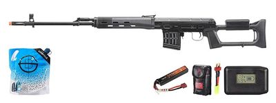 LCT SVD Dragunov Electric Airsoft Sniper Rifle - Battery - Adapter - Charger - Combo