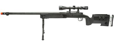 WellFire MB17BAB Bolt Action Airsoft Sniper Rifle w/ Scope and Bipod