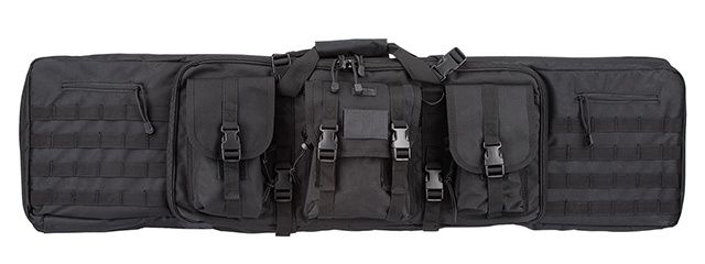 Lancer Tactical 48" 600D PVC Molle Belt Double Gun Case - Black