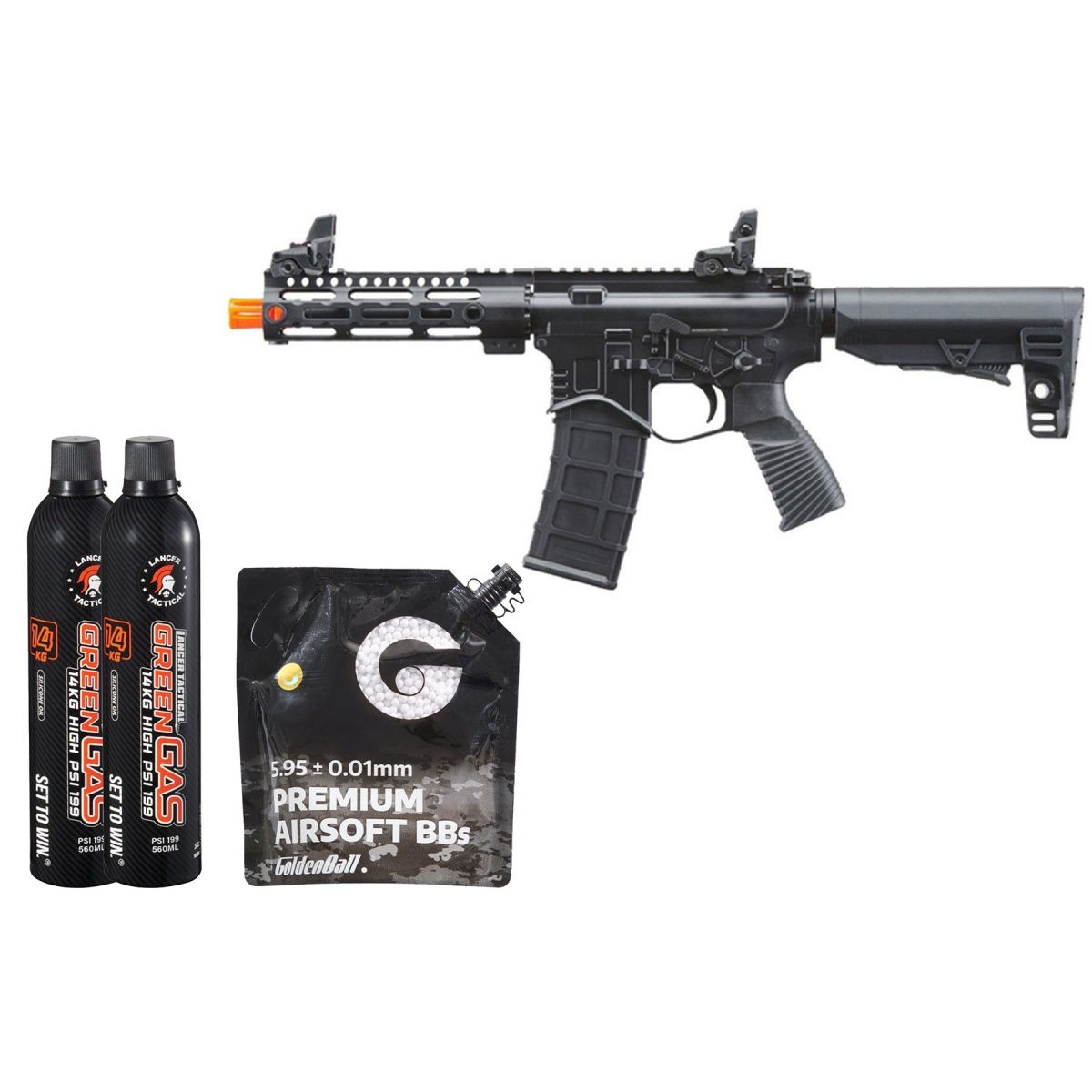 Golden Eagle Compact BD Style 7" M-LOK M4 GBB Airsoft Rifle - Combo