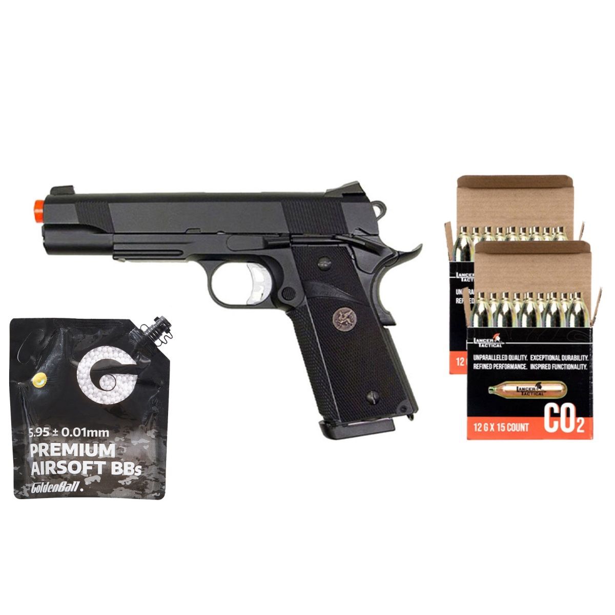 KJW KP07 M1911 Full Metal Tokyo Marui System CO2 Gas Blowback Pistol - CO2 Combo