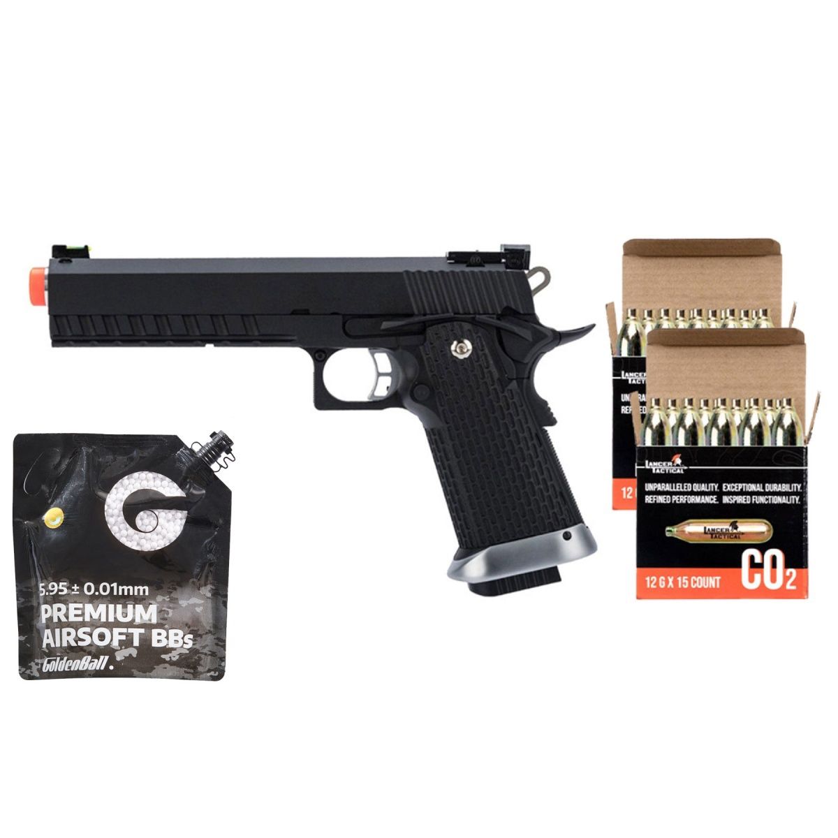 KJW Xcelerator 6" Hi-CAPA CO2 Gas Blowback Airsoft Pistol - CO2 Combo