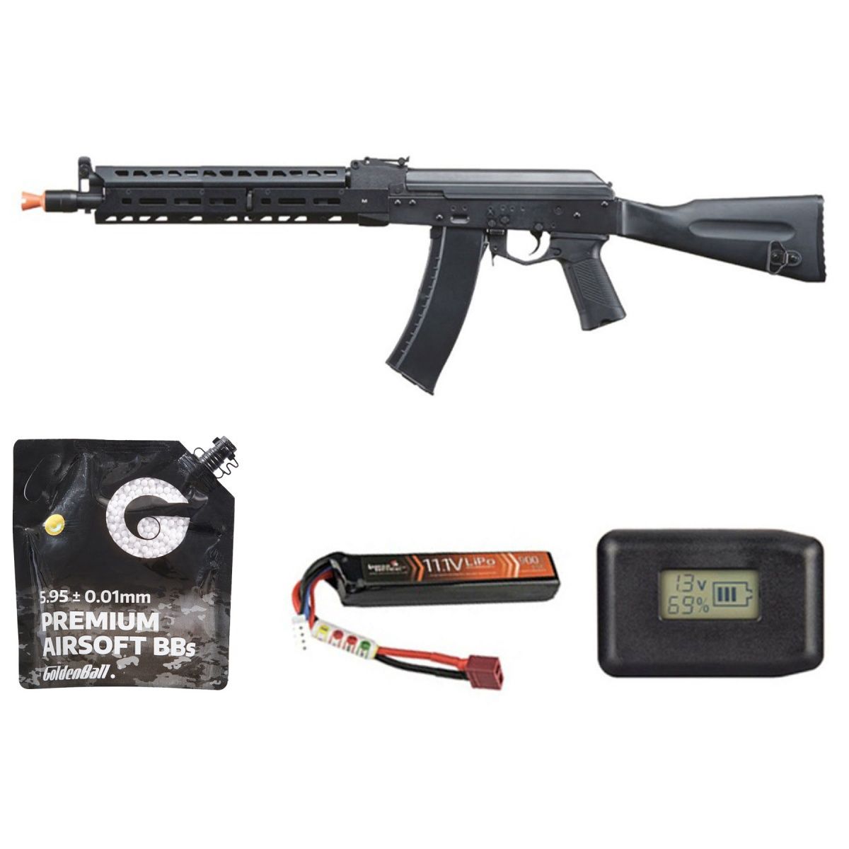 LCT LCKM Steel Airsoft AEG Rifle with ASTER V2 - Battery+Charger Combo