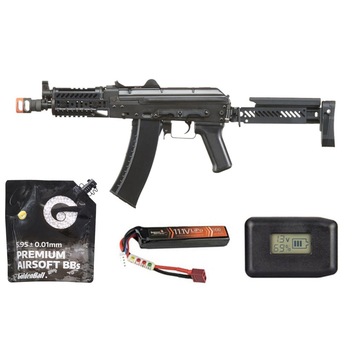 LCT ZKS-74un Airsoft Aeg Rifle W/ Z Series Folding Stock &amp; Sport Handguard (Gate Aster) - Battery+Charger Combo