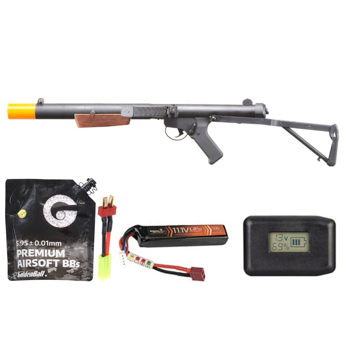 S&amp;t Sterling Mk5 L34a1 Airsoft Aeg Submachine Gun - Battery/Adapter/Charger Combo