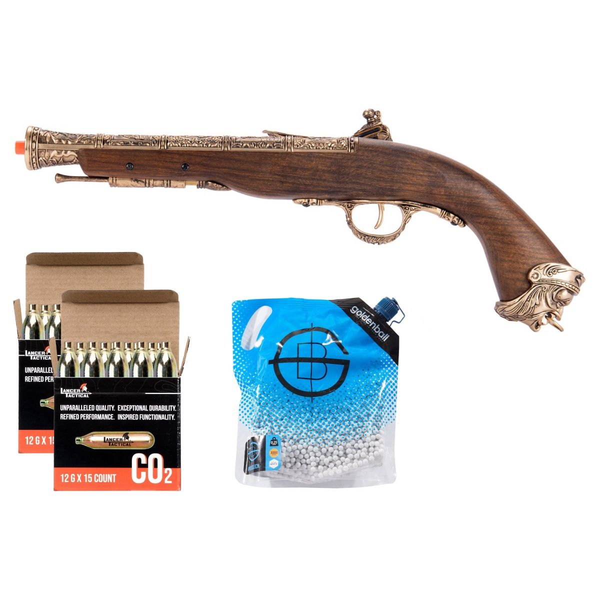 HFC Flintlock Pirate Co2 Airsoft Pistol - Green Gas/Shell Combo