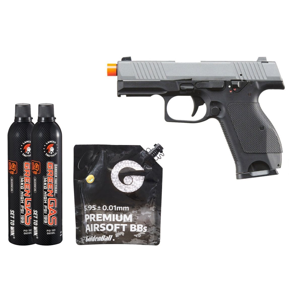 Kizuna Works KW-15k Green Gas Blowback Airsoft Pistol - Combo