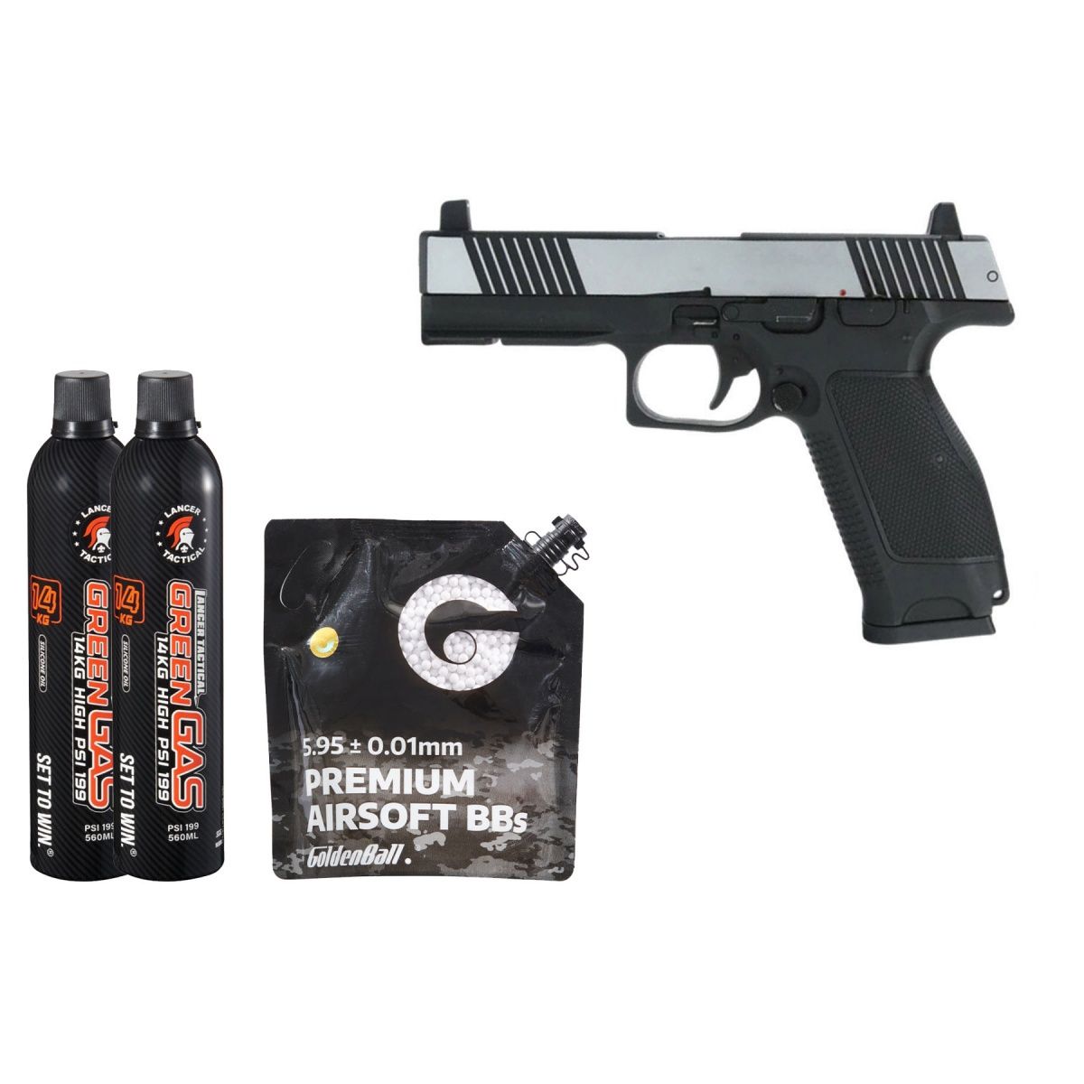 Kizuna Works MKW Full Sized Green Gas Blowback Airsoft Pistol -  Combo