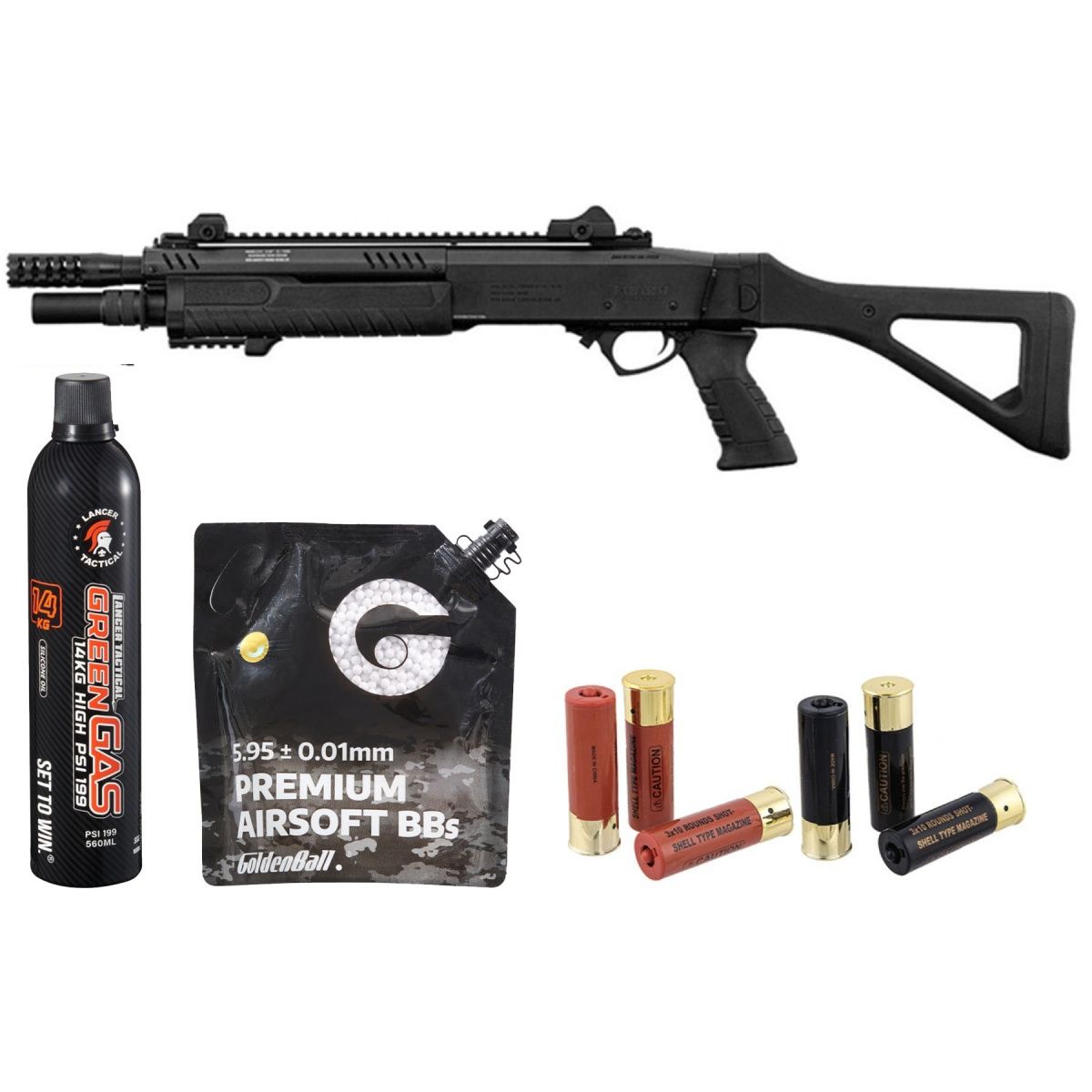 Fabarm 33" Airsoft Compact Gas Pump Shotgun Replica - Combo