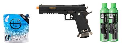 WE Tech 1911 Hi-Capa T-Rex Competition Gas Blowback Airsoft Pistol w/ Sight Mount &amp; Top Ports - Combo