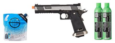 WE-Tech Hi-Capa 6" IREX Competition Full Auto Gas Blowback Airsoft Pistol - Combo