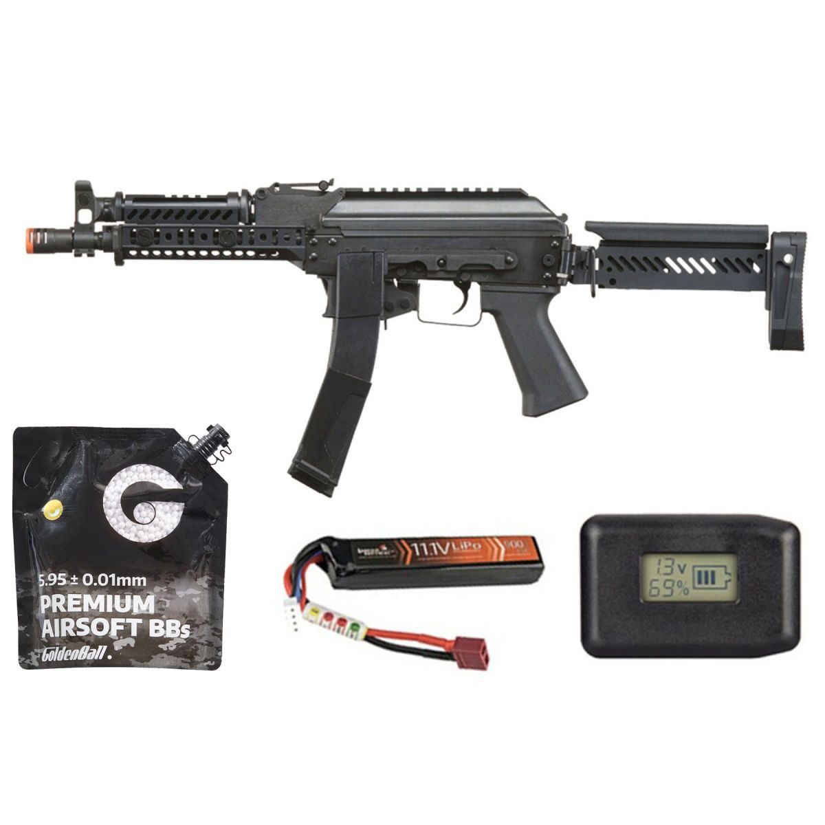 Lct ZK Series Ak Airsoft Aeg Rifle W/ Side-folding Z Series Stock And Handguard - Battery/Charger Combo - Black