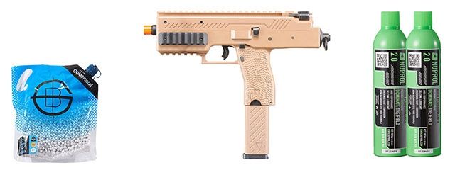 Vorsk VMP-1C GBB Airsoft SMG - Combo, COLOR: Tan