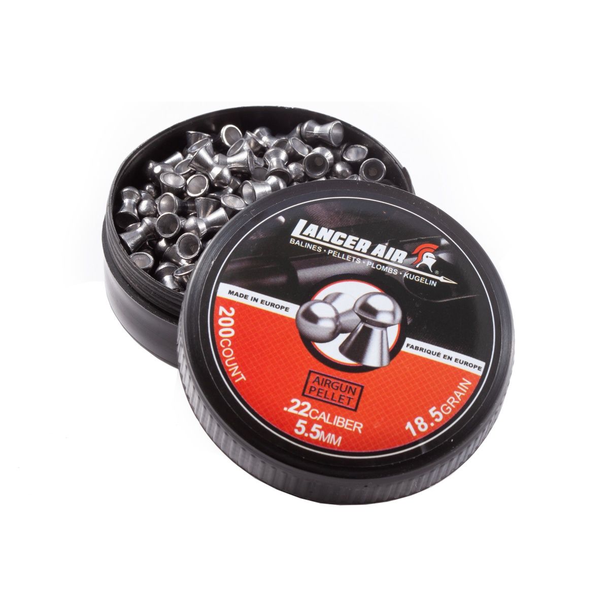 Lancer Air 200 Count 0.22 Caliber 18.5 Gram Air Gun Pellets - 5.5mm Domed