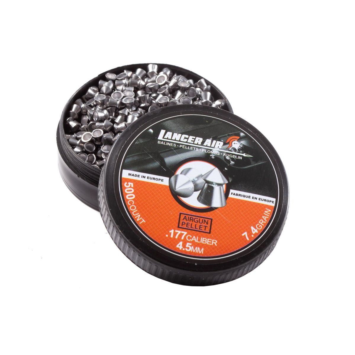 Lancer Air 500 Count 0.177 Caliber 7.4 Gram Air Gun Pellets - 4.5mm Pointed