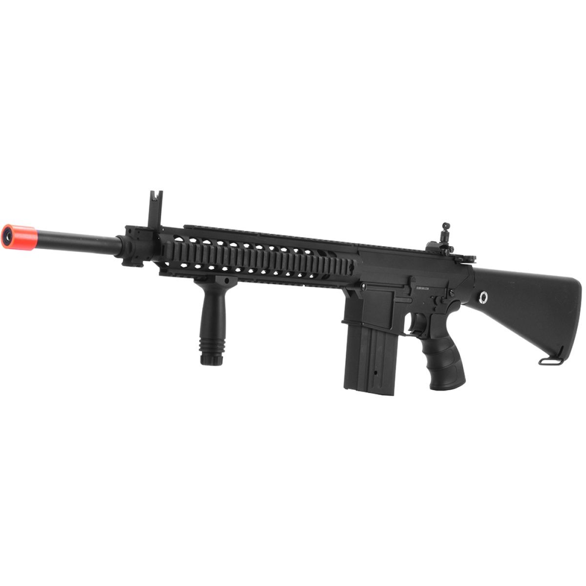 Golden Eagle JG FB6652 SR-25 Long RIS AEG Metal Gear, Full Metal Body, Fixed Stock, Vertical Grip, Barrel Extension