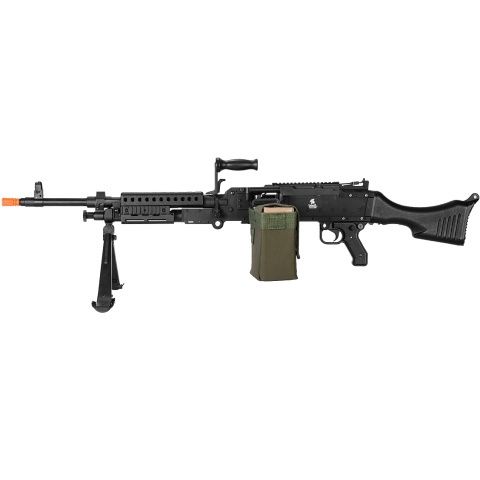 Lancer Tactical Full Metal M240 Airsoft AEG Squad Automatic Machine Gun with Box Magazine