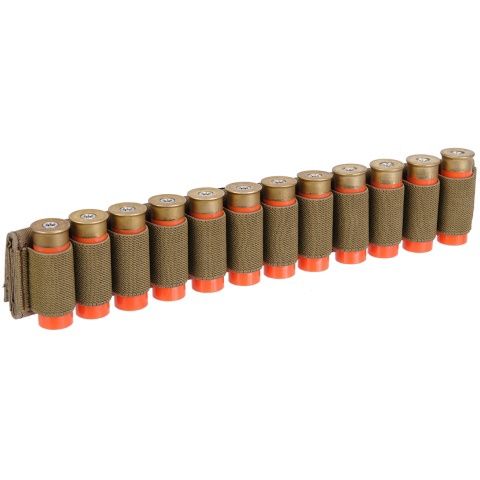 Airsoft Shotgun 12 Shell Holder for Sling or Belt, COLOR: Tan
