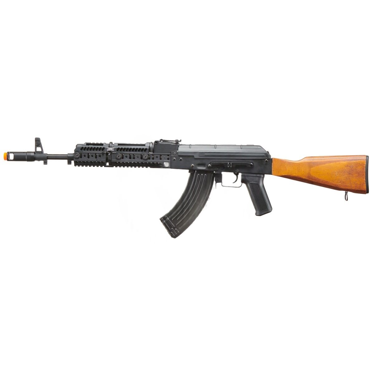 Lancer Tactical   AK-74M AEG Airsoft Rifle w/ Flash Hider, ACW-278 Gas Tube Cover, ACW-279 Handguard, Wood Stock &amp; SG-11B Mag