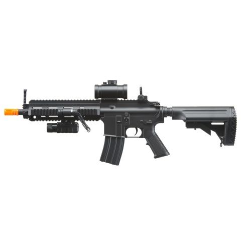 Double Eagle M804A2 AEG Plastic Gear MK416 RIS Retractable Stock, Red Dot Scope, Flashlight &amp; Laser w/ Pressure Switch