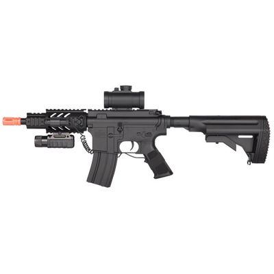 Double Eagle  M4 CQC Fully Automatic Electric Airsoft AEG Rifle with Flashlight &amp; Scope