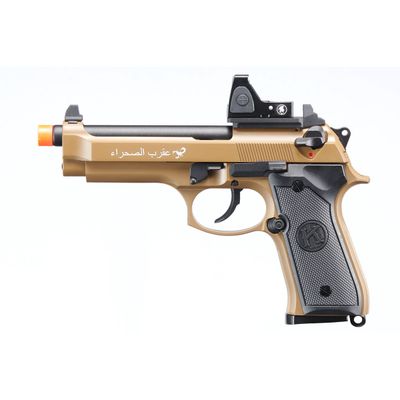 KLI KL-92 SAHARA Limited Edition 6mm Dual Power CO2/Gas Blowback Airsoft Pistol Red Dot Combo